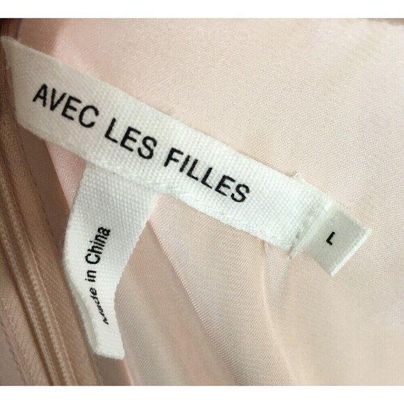 Avec Les Filles Mini Dress Women's Size Large Pink Short Sleeve Zip Back V-Neck - Picture 9 of 9